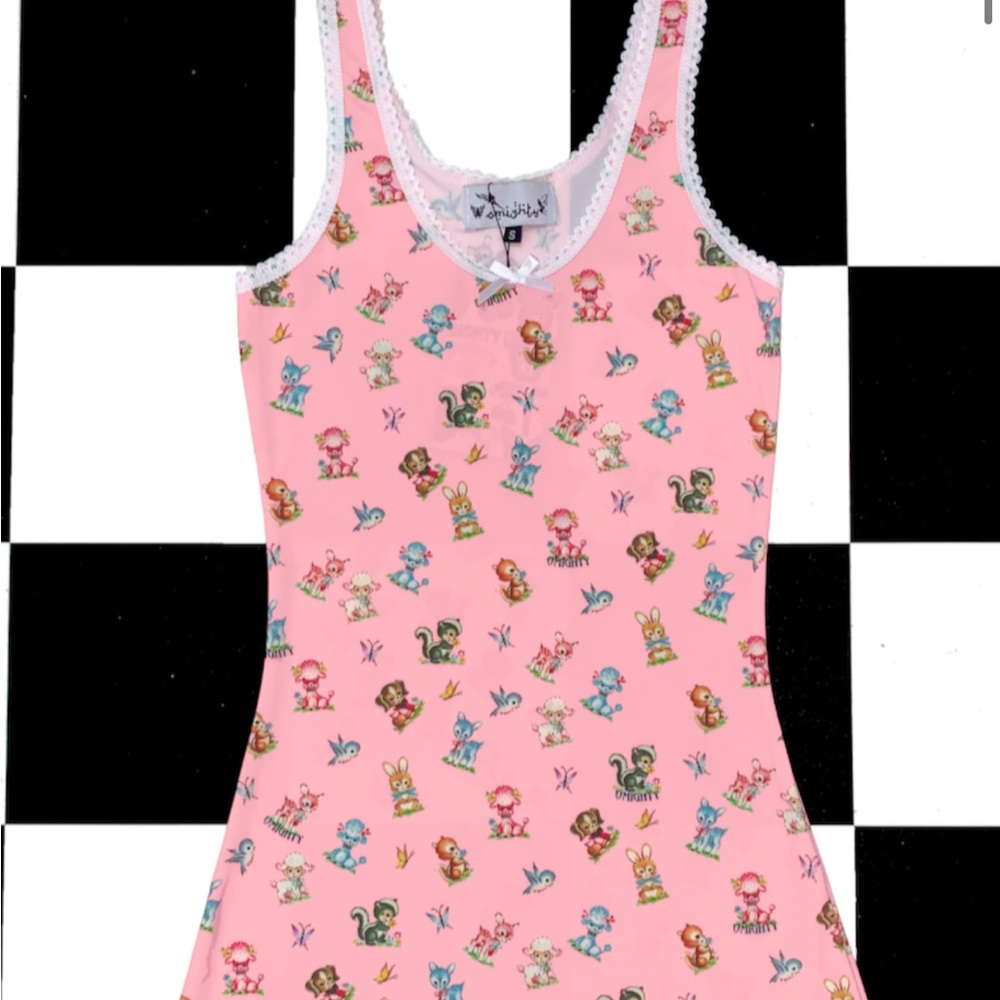 ISO OMIGHTY PINK BABY ANIMALS TANK DRESS
